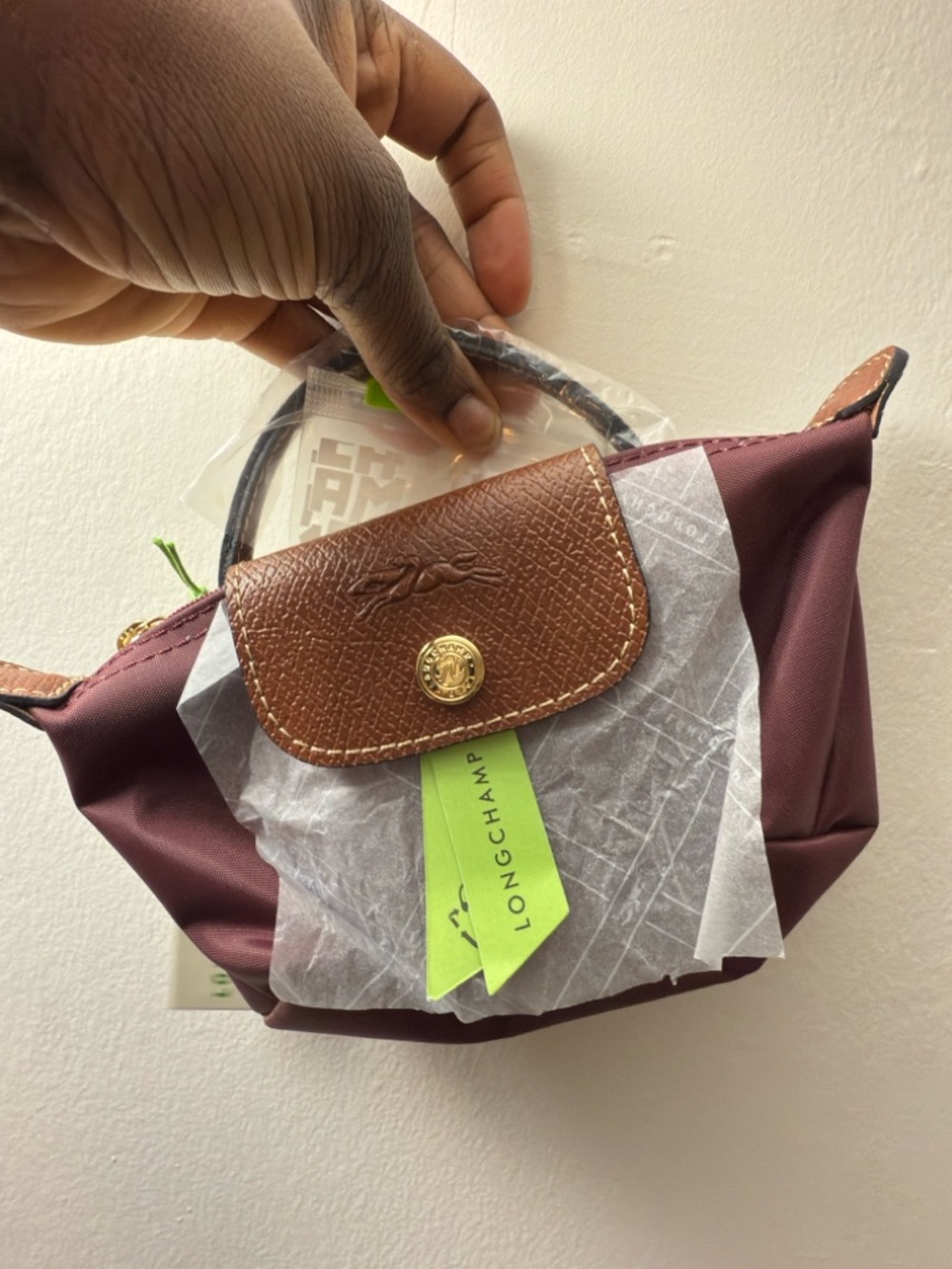 Longchamp Mini Top-Handle Bag in Plum and Brown Leather